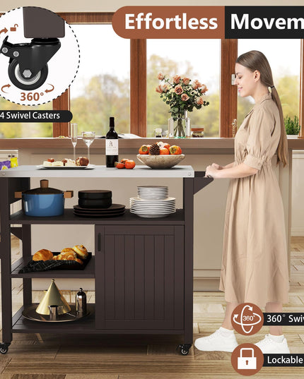 Giantex Outdoor Grill Cart with Storage Cabinet & Shelves