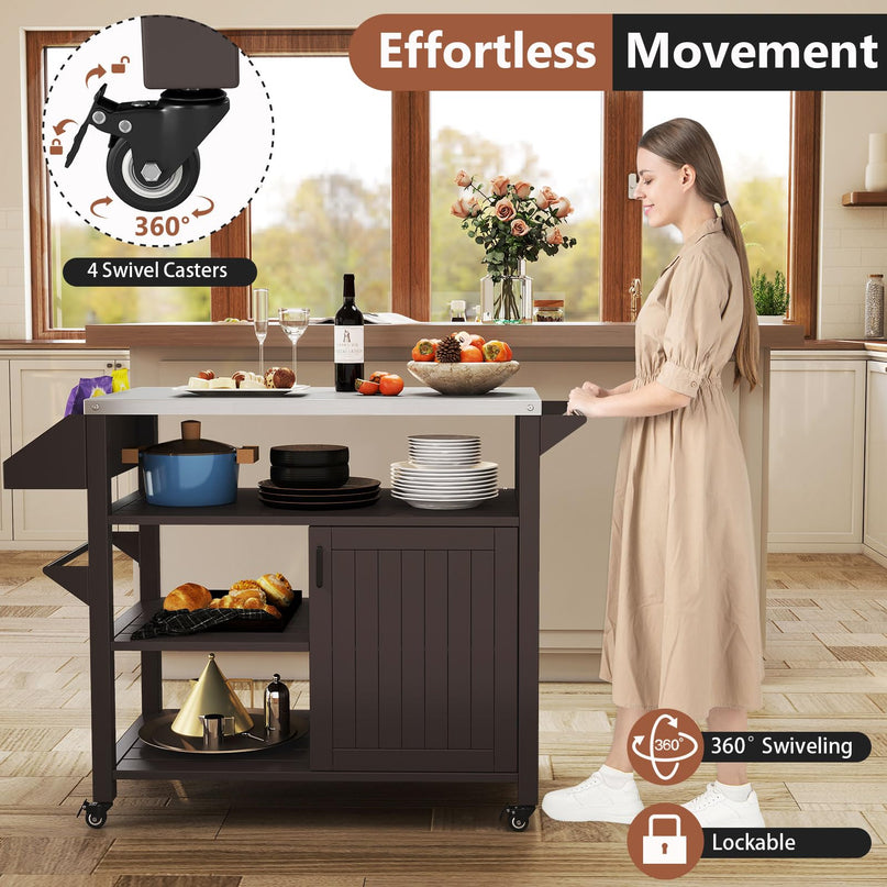 Giantex Outdoor Grill Cart with Storage Cabinet & Shelves