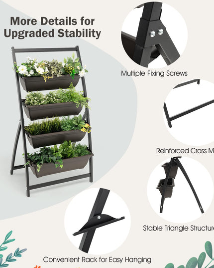 Giantex 2 Pcs 4.1FT Vertical Raised Garden Bed, 4-Tier Elevated Planter Box