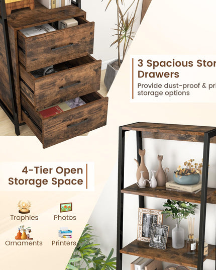 Giantex Ladder Bookshelf with Drawers