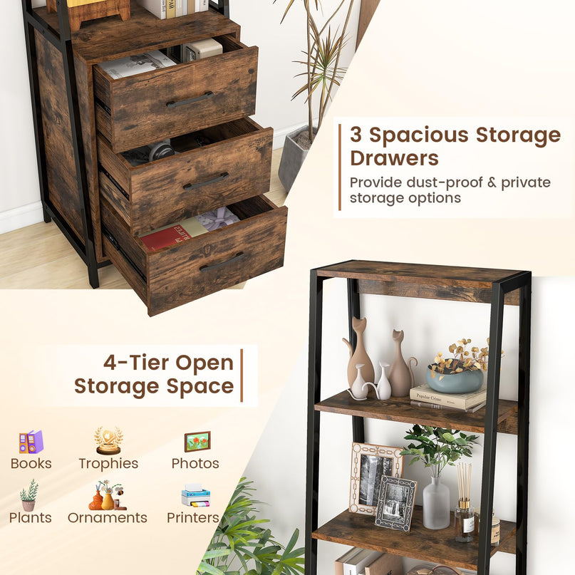 Giantex Ladder Bookshelf with Drawers