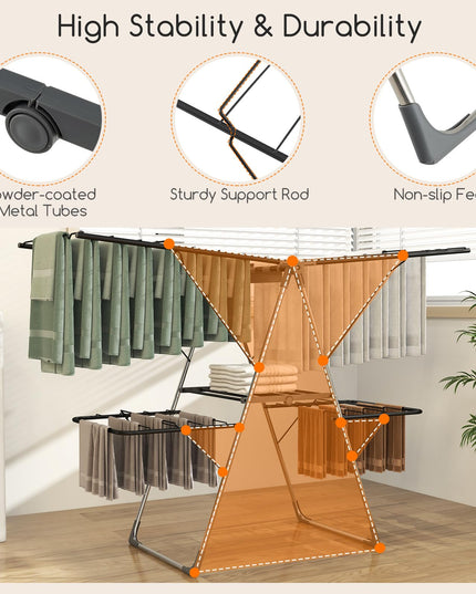 Giantex Clothes Drying Rack, Foldable Laundry Drying Rack with 33 Drying Rails