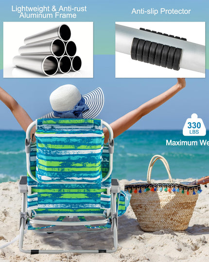 Giantex Backpack Beach Chair - Foldable Camping Chair with 5 Adjustable Position