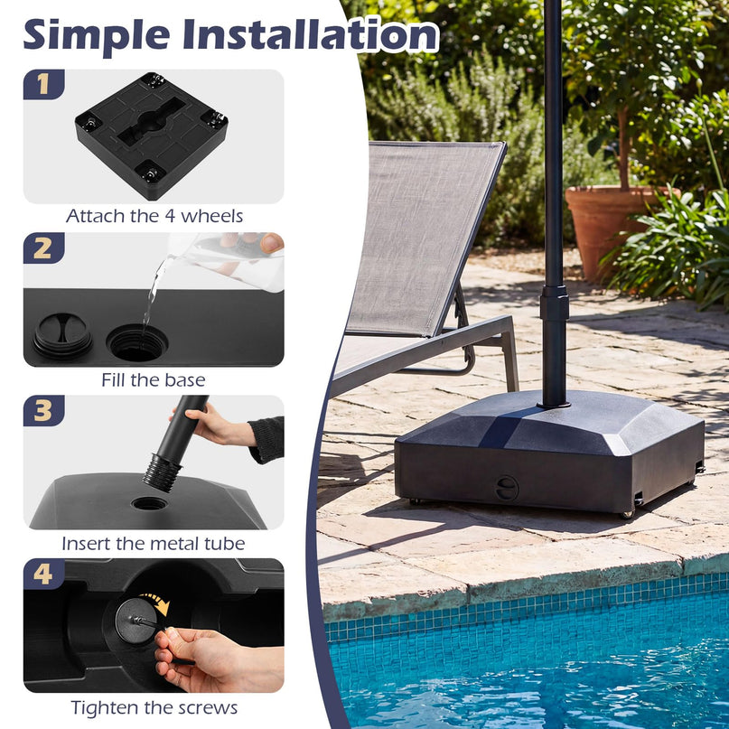 Giantex 176 lbs Fillable Umbrella Base with 4 Wheels for Market Umbrellas
