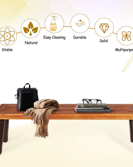 Giantex Outdoor Bench Acacia Wood Patio Seating