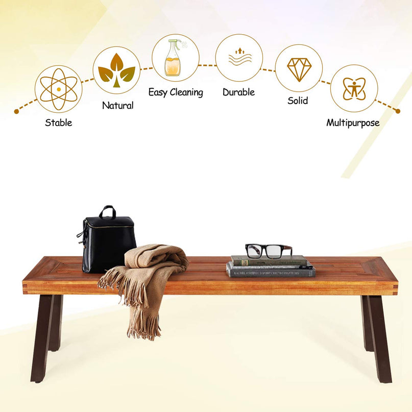 Giantex Outdoor Bench Acacia Wood Patio Seating