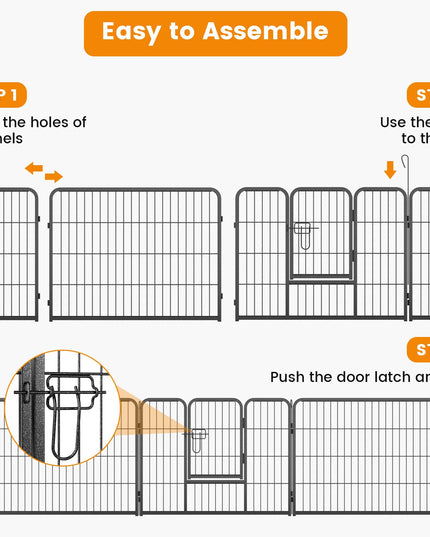 Giantex Dog Playpen Outdoor 24" H - 8/16 Panels Metal Pet Fence for Puppies Small Dogs, Portable Dog Fence for Yard Garden RV Camping