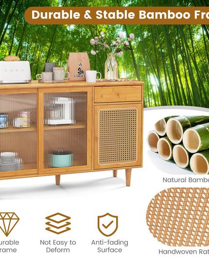 Giantex Sideboard, Bamboo Buffet Cabinet with Storage