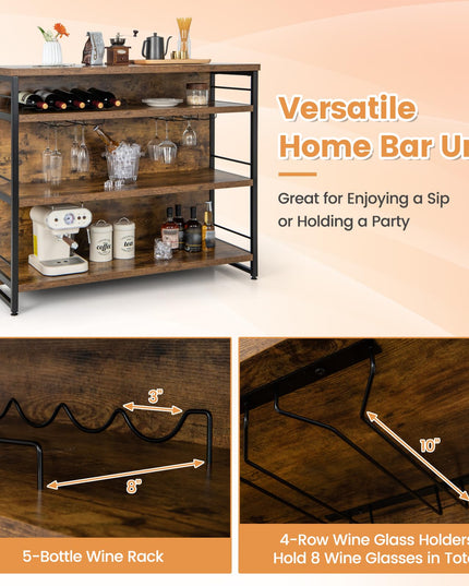 4 Tier Liquor Bar Table with Footrest - Giantex