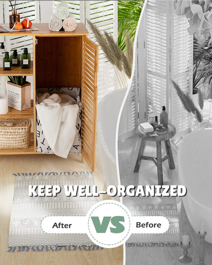 Bathroom Storage Cabinet Bamboo Floor Cabinet Free Standing Organizer - Giantex