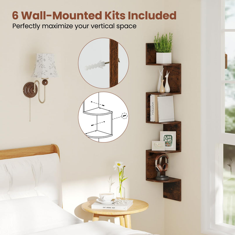 Giantex Corner Shelf Wall Mounted for Living Room