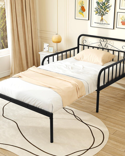 Giantex Metal Twin Bed Frame, Convertible Sofa Bed with Headboard & Armrests, Pull-Out Sleeper Chair Bed