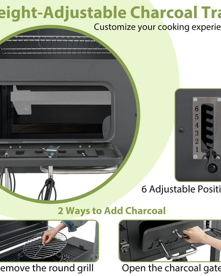 Giantex 24" Charcoal BBQ Grill with Adjustable Charcoal Tray