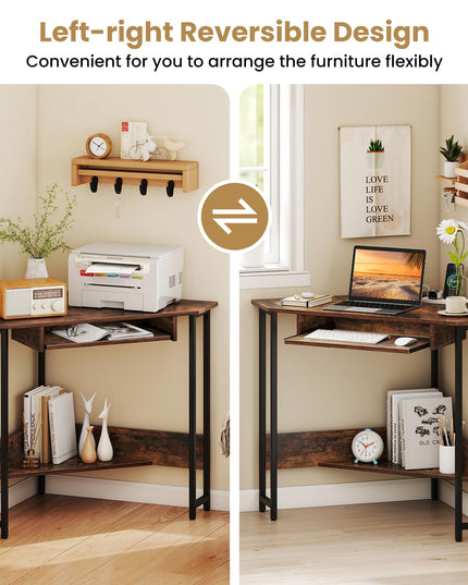 Giantex Small Corner Desk with Charging Station
