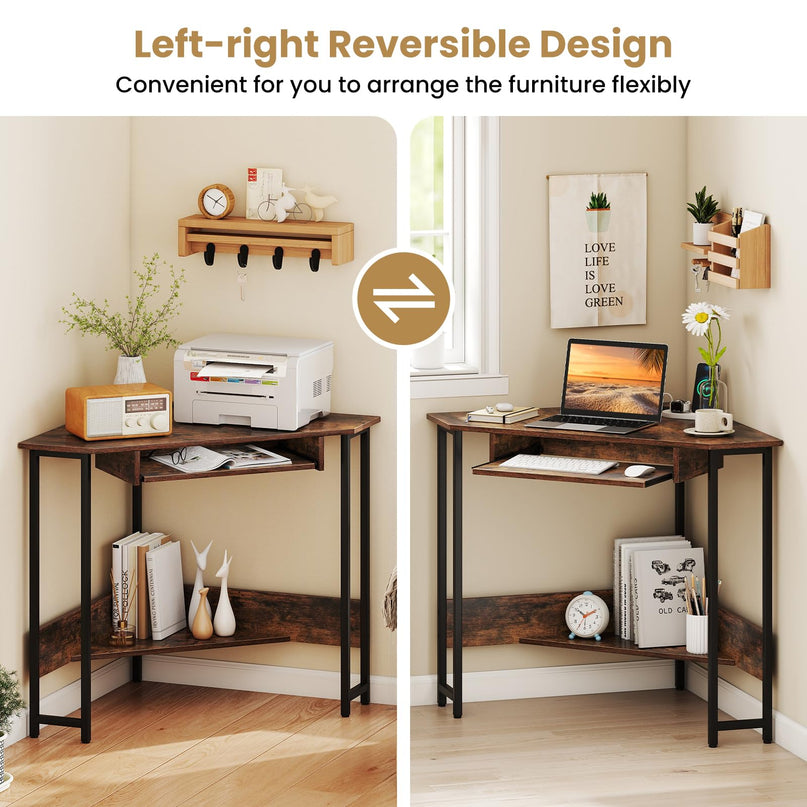 Giantex Small Corner Desk with Charging Station