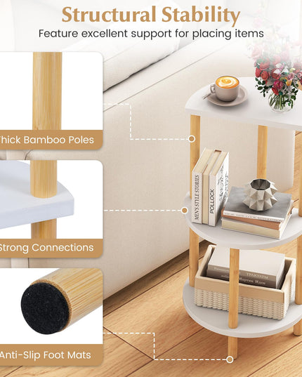Giantex 3 Tier Circular End Tables with Storage Shelves