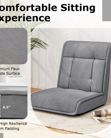 Giantex Floor Chair, Lazy Sofa with 14-Poistion Adjustable Backrest & 5-Position Adjustable Headrest, Padded Sleeper Bed