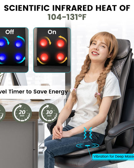 Giantex Back Massager Chair Pad - Massage Seat Cushion with Heat & Vibration
