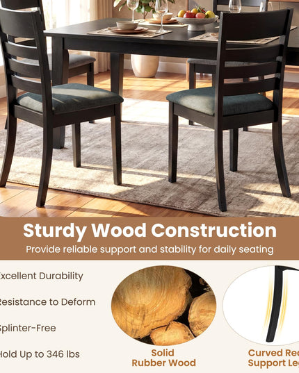 Giantex Wooden Upholstered Kitchen Chair w/Rubber Wood Frame (2/4)