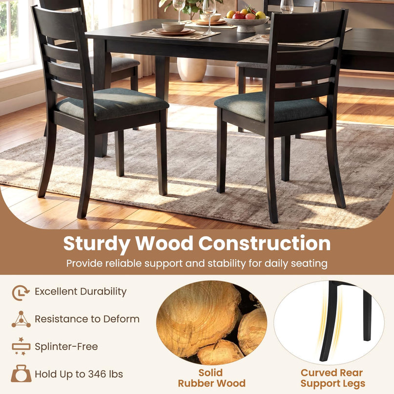 Giantex Wooden Upholstered Kitchen Chair w/Rubber Wood Frame (2/4)
