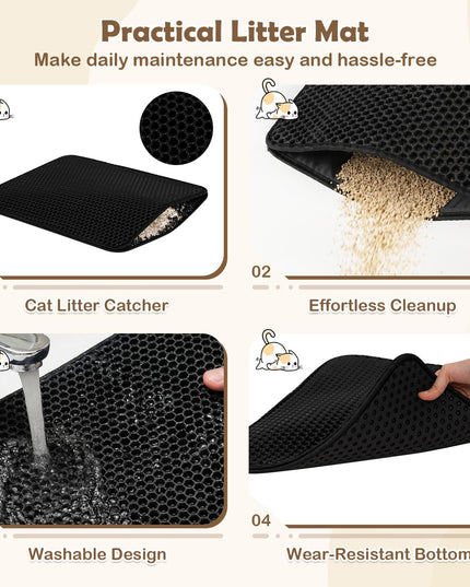 GIANTEX Cat Litter Box Enclosure | Hidden Litter Box Furniture with Mat