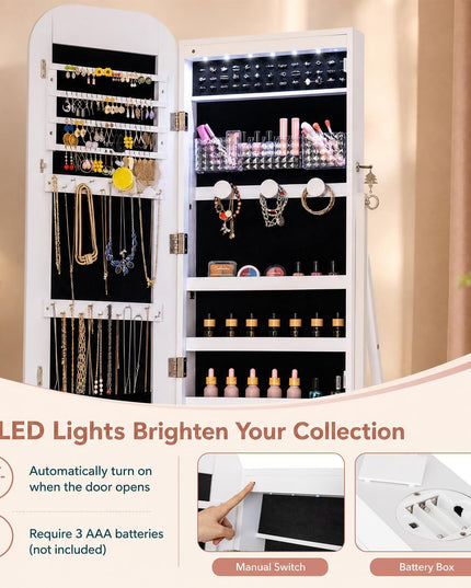 CHARMAID 3-in-1 Jewelry Cabinet Standing, Wall Mount & Over the Door