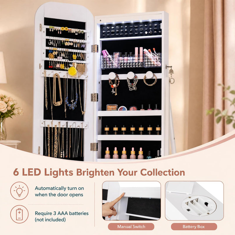 CHARMAID 3-in-1 Jewelry Cabinet Standing, Wall Mount & Over the Door