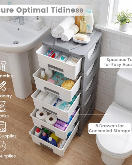 Giantex 5-Drawer/4-Drawer Plastic Storage Organizer with Drawers (1/2)