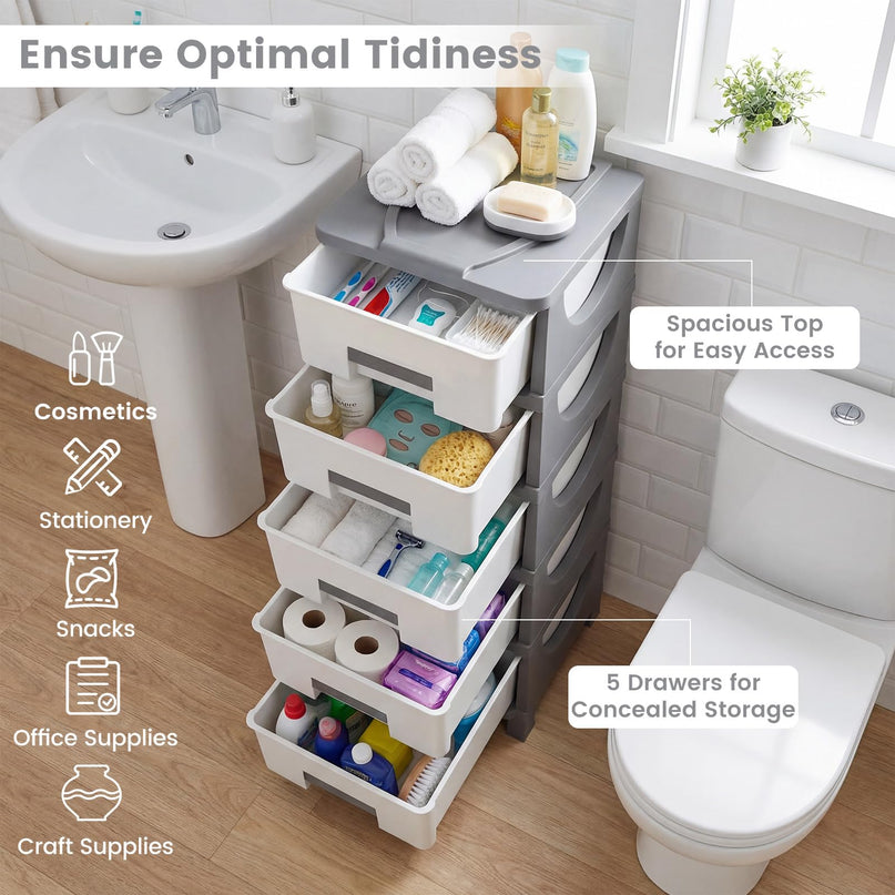 Giantex 5-Drawer/4-Drawer Plastic Storage Organizer with Drawers (1/2)