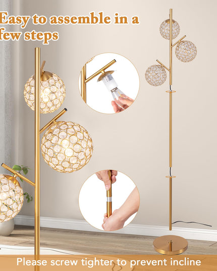 Giantex 3 Globe Floor Lamp - Mid Century Modern Floor Lamps for Living Room, Acrylic Lampshade