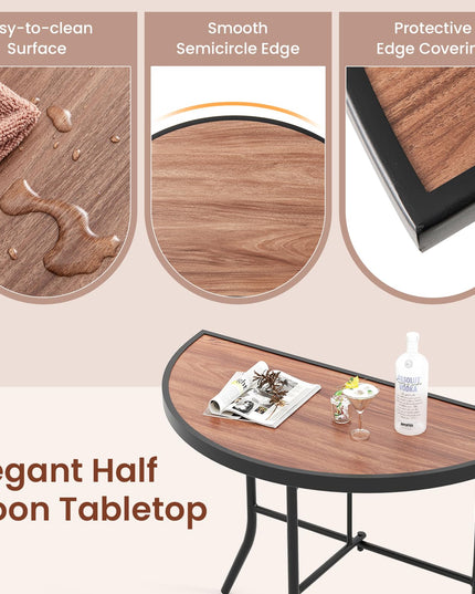 Giantex Half Round Folding Table Half Moon Dining Table
