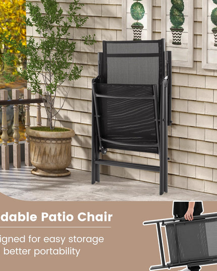 Giantex Folding Patio Chairs, High Back Outdoor Chairs with 7-Level Adjustable High Backrest