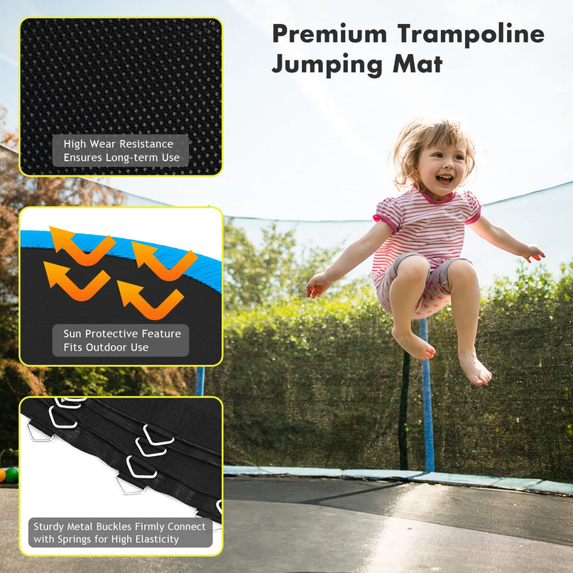 Replacement Trampoline Mat, High-Elastic PP Weather-Resistant Mat Fits 8 10 12 14 16ft Round Frame