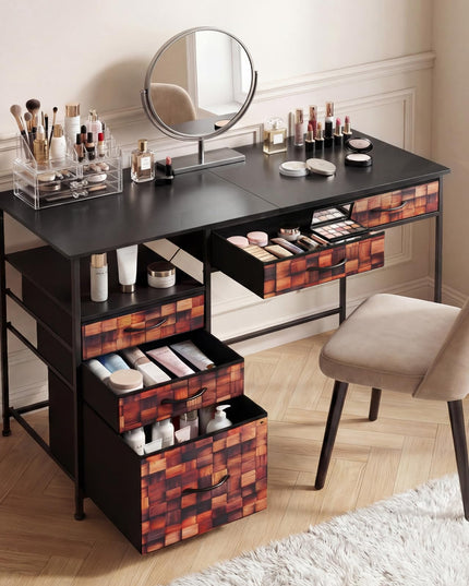 Giantex 120 CM Home Office Desk with Fabric Drawer and Shelf