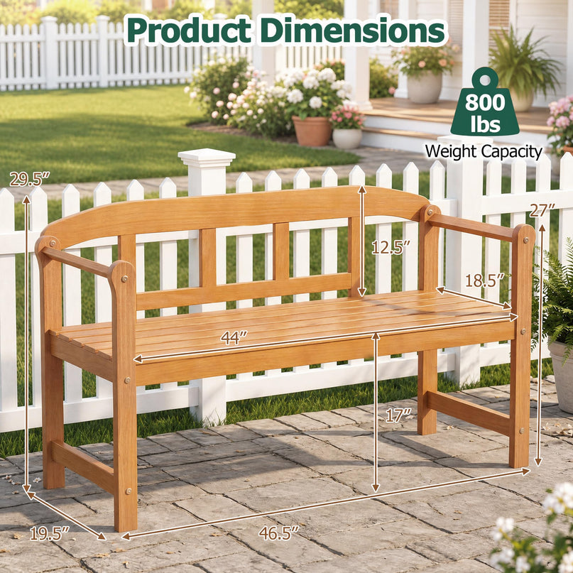 Giantex Outdoor Bench for Patio 2-Person Wood Garden Bench