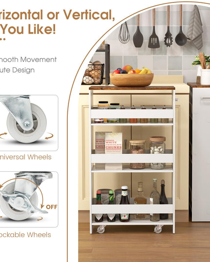 Giantex 4 Tier Rolling Slim Storage Cart
