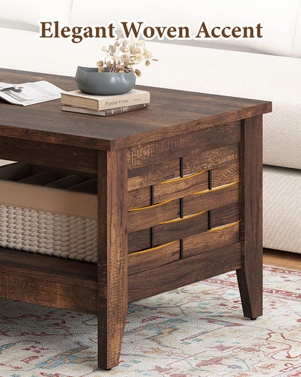 Giantex Farmhouse Coffee Table 2-Tier Center Table