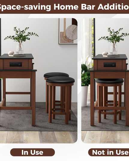 Giantex Small Dining Table Set for 2 - Bar Table and 2 Bar Stools