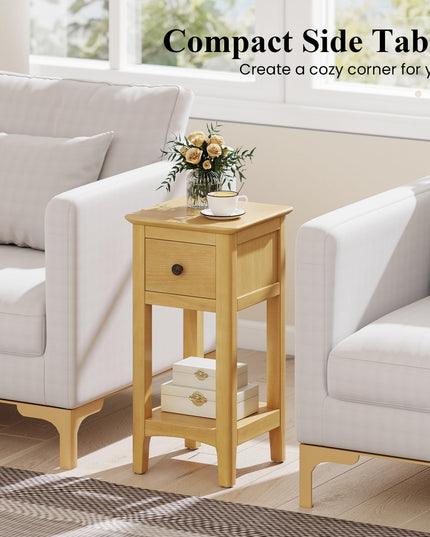 Giantex 23.5" H Side Table w/Open Storage Shelf & Solid Wood Frame No Assembly Needed