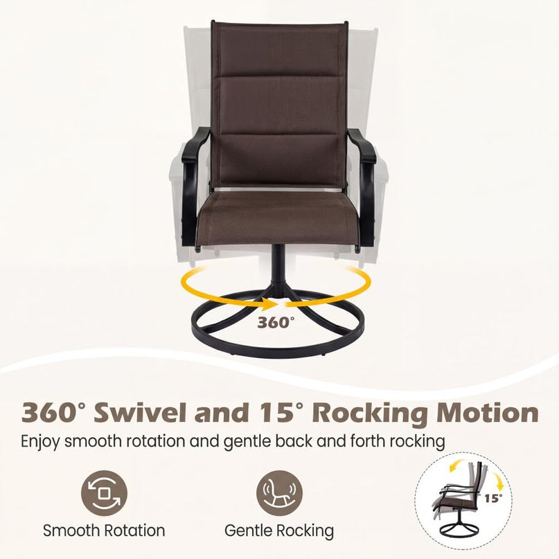 Giantex Patio Swivel Chairs Set of 2/4 w/Padded Seat & High Back
