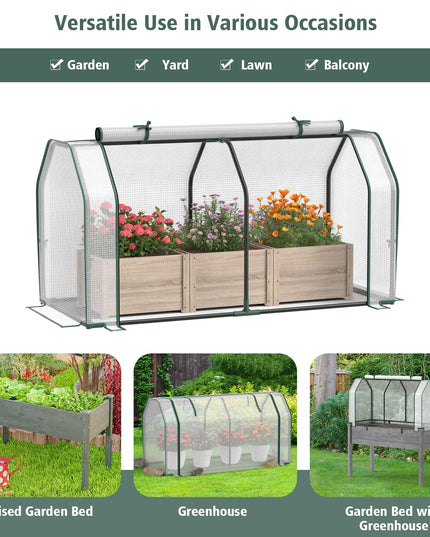 Giantex Mini Portable Greenhouse - for Raised Garden Bed, 47.5”x 21.5”x 24” Green House with PE Cover Zipper Door
