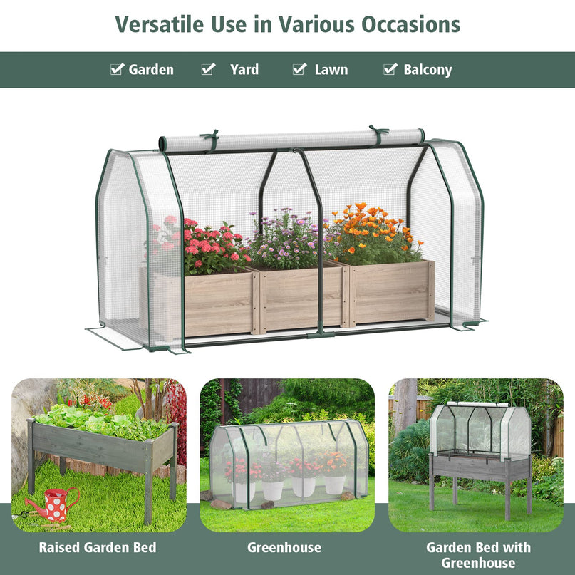 Giantex Mini Portable Greenhouse - for Raised Garden Bed, 47.5”x 21.5”x 24” Green House with PE Cover Zipper Door