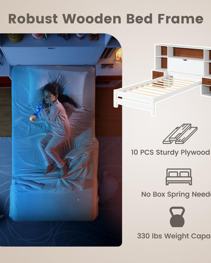 Giantex Twin Bed Frames with Headboard and Drawer