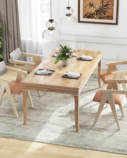 Giantex Wooden Dining Chairs Set of 2, Mid Century Upholstered Kitchen Chairs w/Leathaire Seat Cushions