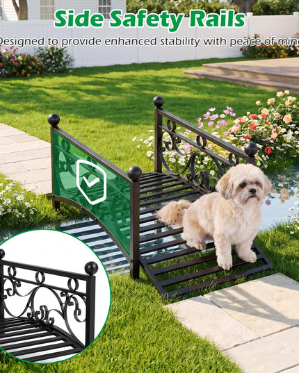 Giantex 3.3 FT Metal Garden Bridge with Powder-Coated Finish & Scrollwork Rails