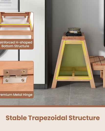 Giantex Folding Step Stool, Wooden 2-Step Stool for Kids & Adults, Holds up to 550Lbs