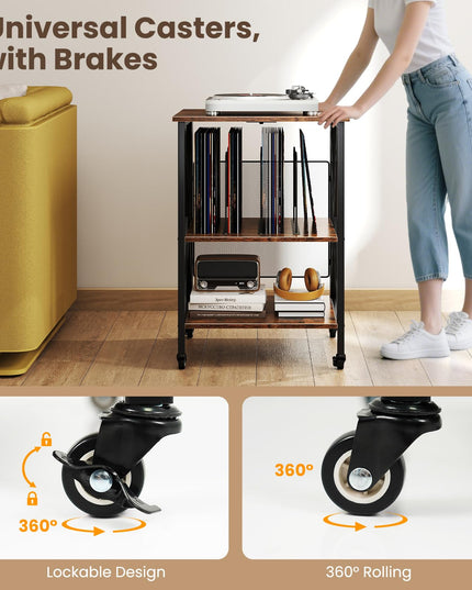 Giantex Record Player Stand with Charging Station