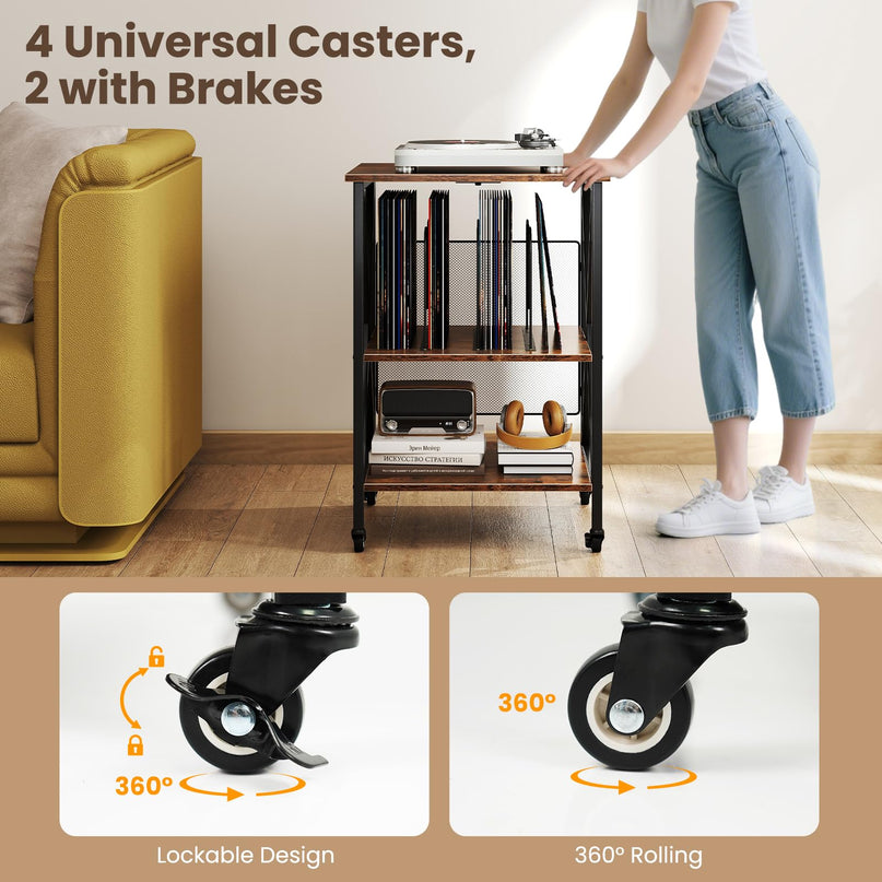 Giantex Record Player Stand with Charging Station