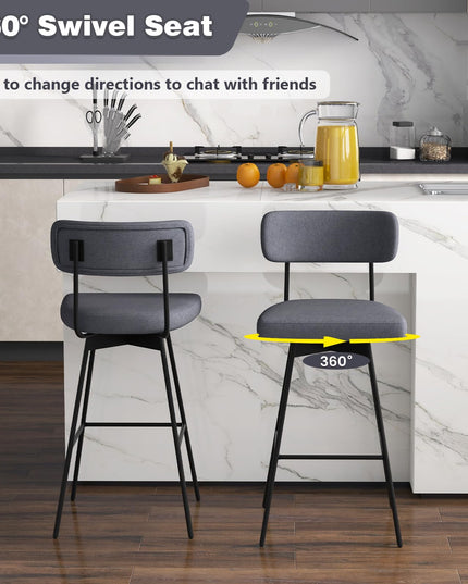 Giantex Swivel Bar Stools,  Upholstered Bar Height Bar Chairs w/Padded Seat & Backrest