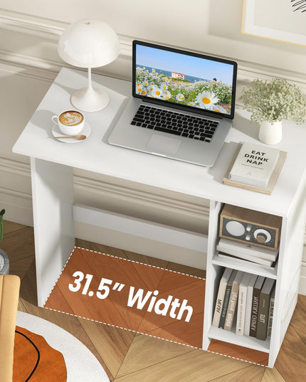 Giantex Small Desk, Compact Study Writing Desk with 3-Position Adjustable Shelf, Anti-Toppling Kit